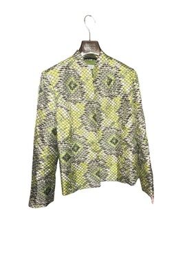 Kasper Lime Green and Grey Patterned Blazer